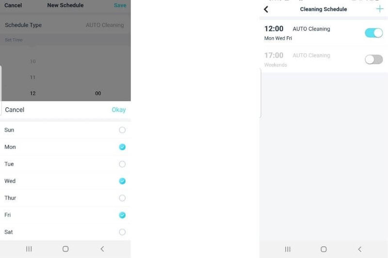 График уборки устанавливается на всю неделю в приложении Yeedi App